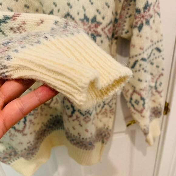 Vintage Eddie Bauer Sweater Women Medium Geometric Crewneck Wool - Picture 3 of 6